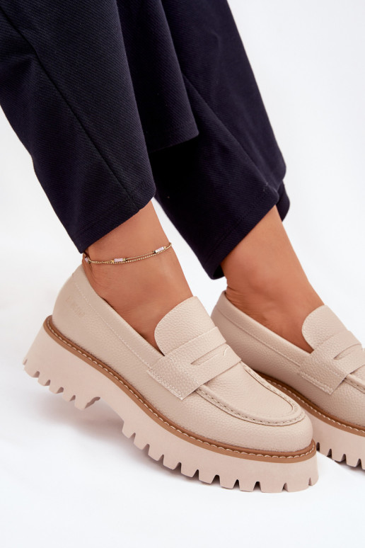 Damen Mokassins auf Plattform und flache Schuhe Big Star NN274050 beige