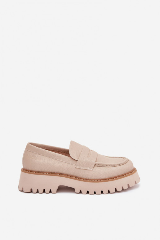 Damen Mokassins auf Plattform und flache Schuhe Big Star NN274050 beige