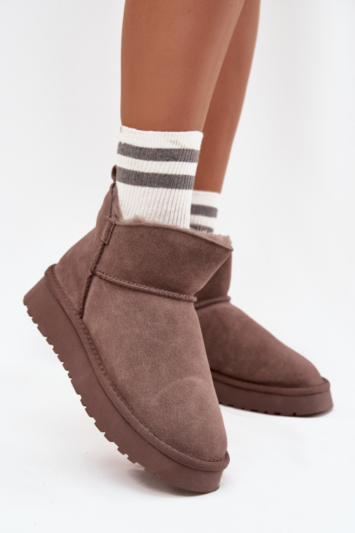 Wildleder isolierte Schneestiefel mit Fell innen Vinceza 97961 braun