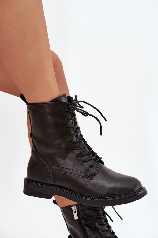 Leder isolierte Damen Arbeitsstiefeletten Big Star SS274480 schwarz