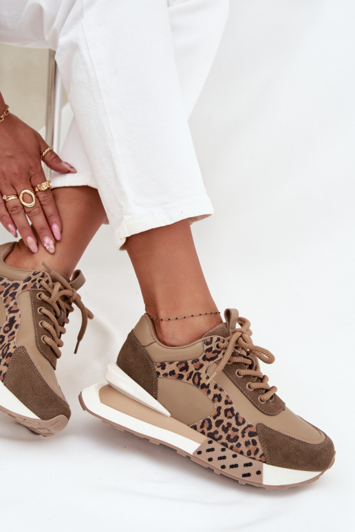 Braune Sneakers mit Plattform und Leopardenmuster aus Kunstleder-Details Artiker 55C0089