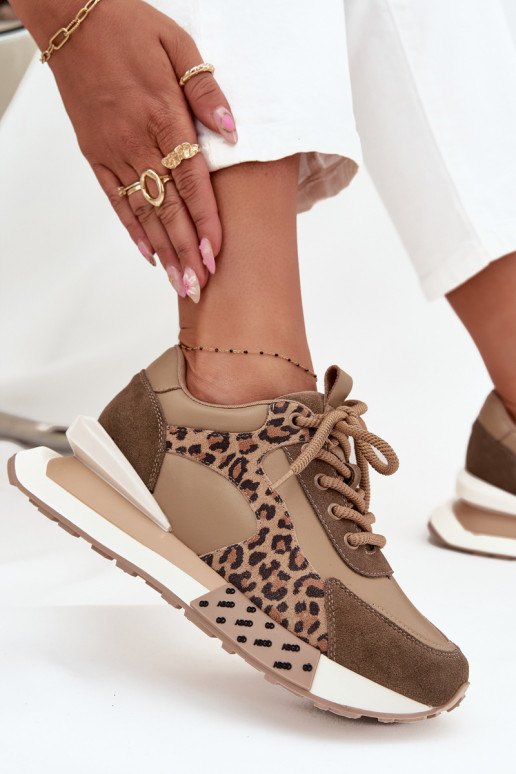Braune Sneakers mit Plattform und Leopardenmuster aus Kunstleder-Details Artiker 55C0089