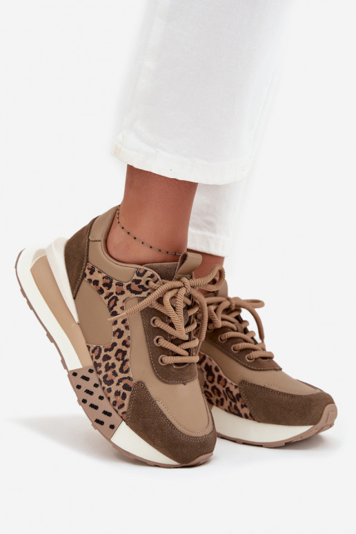 Braune Sneakers mit Plattform und Leopardenmuster aus Kunstleder-Details Artiker 55C0089