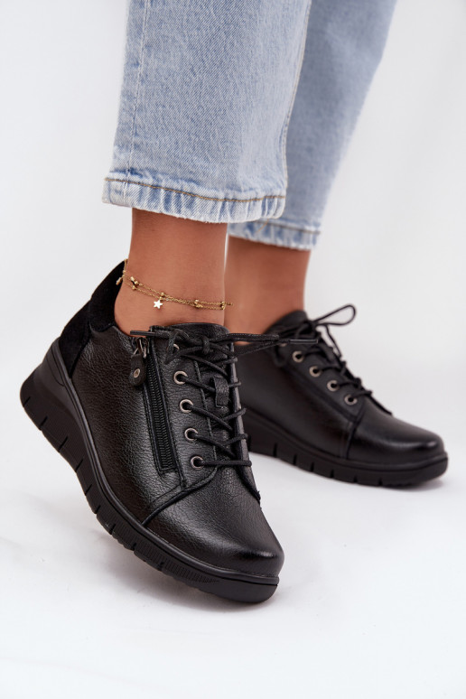 Damen Leder Plateauschuhe Vinceza 39964 schwarz