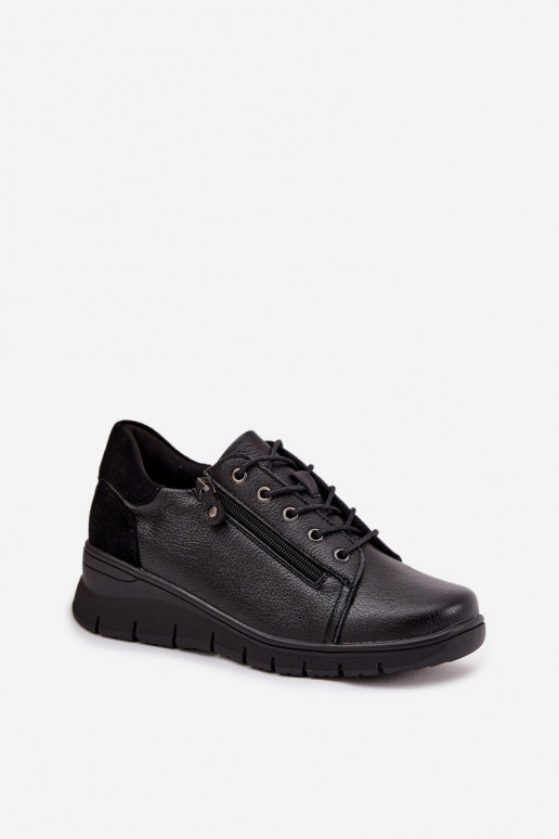 Damen Leder Plateauschuhe Vinceza 39964 schwarz