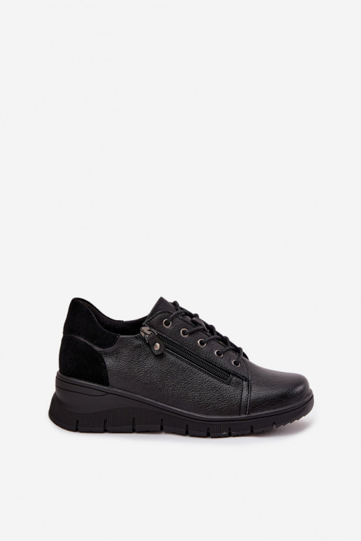 Damen Leder Plateauschuhe Vinceza 39964 schwarz