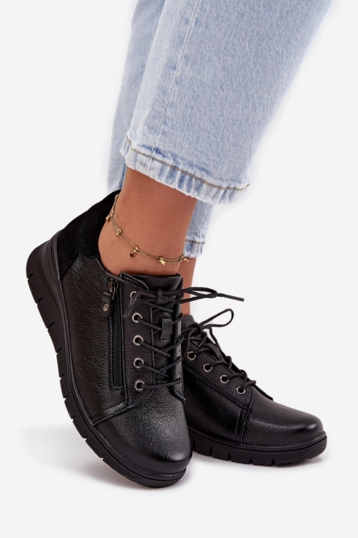 Damen Leder Plateauschuhe Vinceza 39964 schwarz