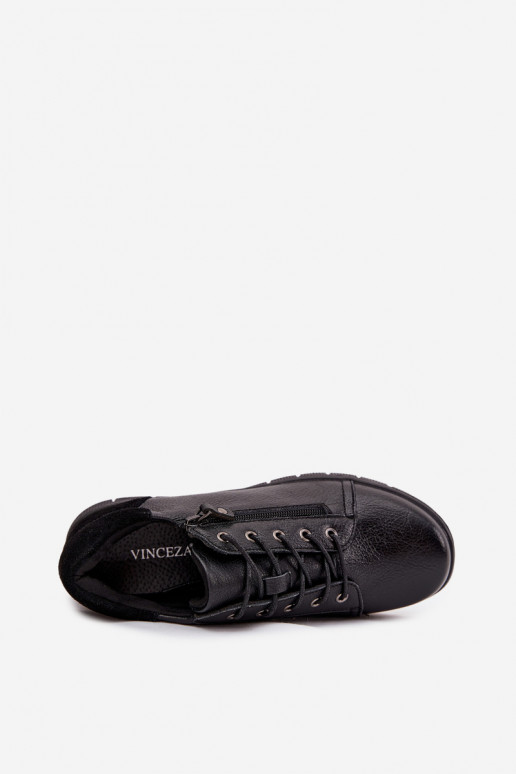 Damen Leder Plateauschuhe Vinceza 39964 schwarz