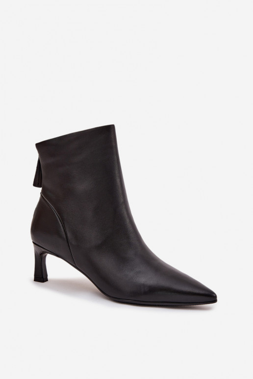 Damen Stiefeletten aus natürlichem Leder mit Absätzen D&A CR52-661 schwarz