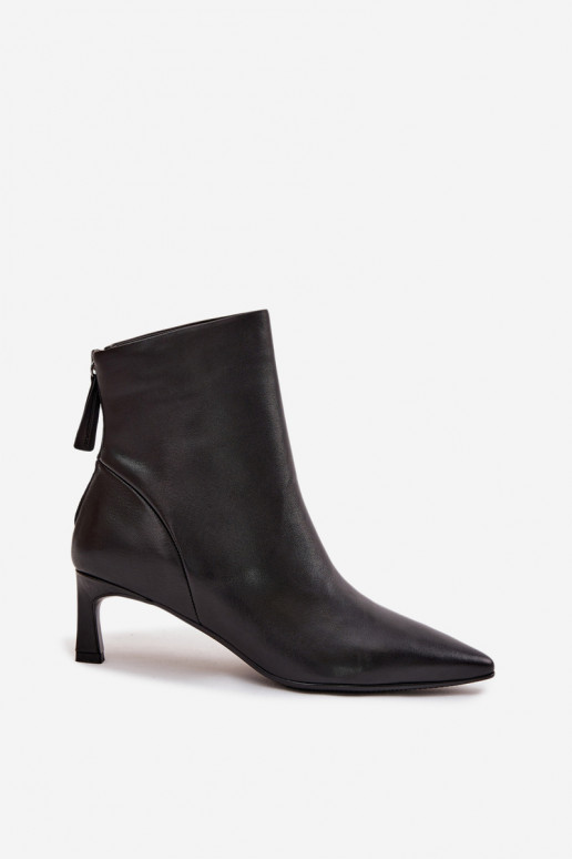 Damen Stiefeletten aus natürlichem Leder mit Absätzen D&A CR52-661 schwarz