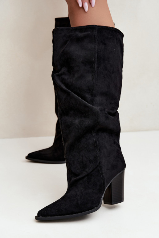 Schlupfstiefel mit Absatz schwarz Jensy