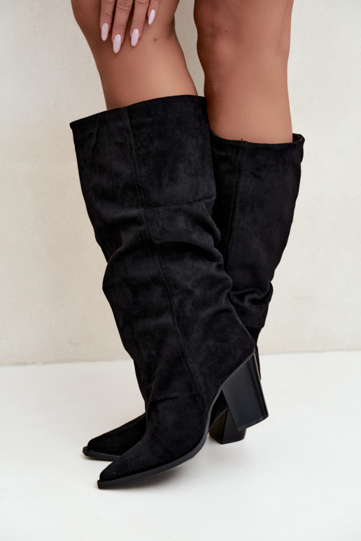 Schlupfstiefel mit Absatz schwarz Jensy