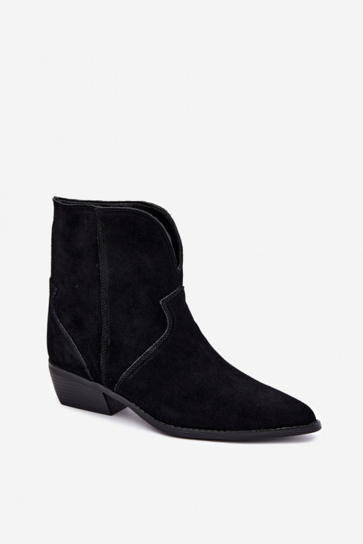 Cowboy-Stil Stiefeletten mit Absatz aus schwarzem Wildleder Norelle