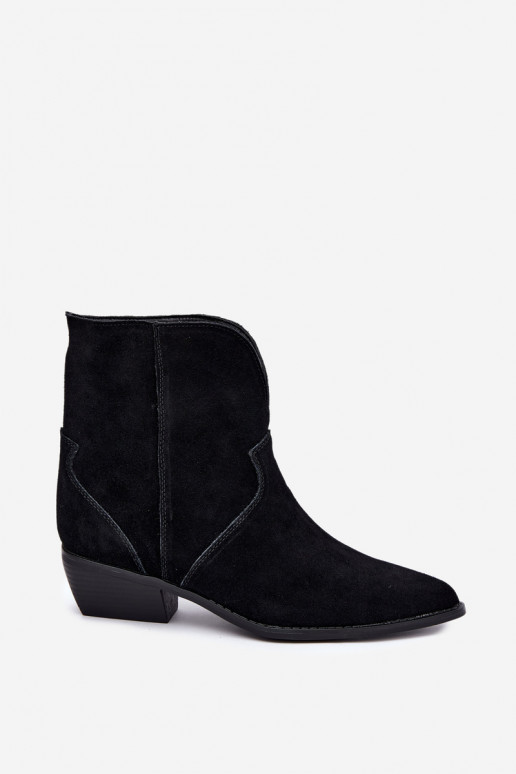 Cowboy-Stil Stiefeletten mit Absatz aus schwarzem Wildleder Norelle