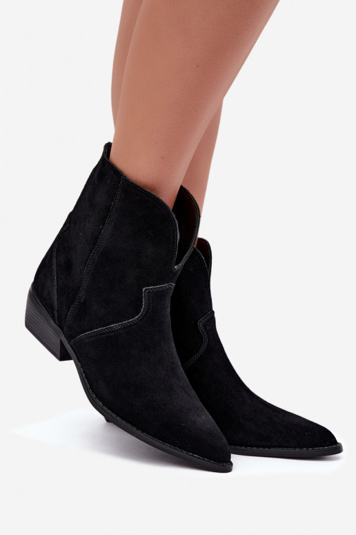 Cowboy-Stil Stiefeletten mit Absatz aus schwarzem Wildleder Norelle