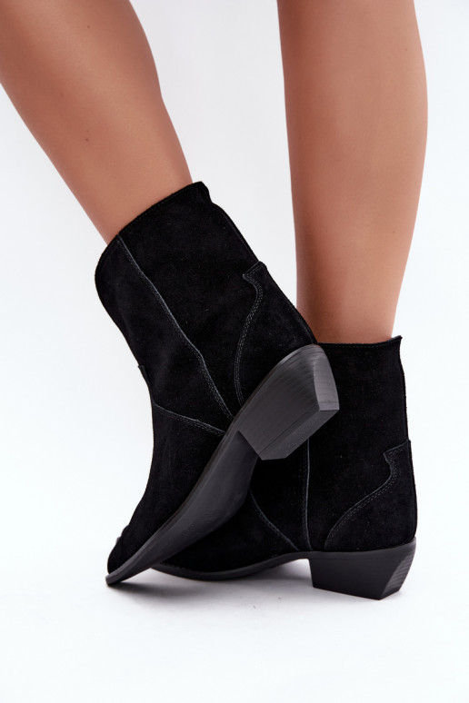 Cowboy-Stil Stiefeletten mit Absatz aus schwarzem Wildleder Norelle