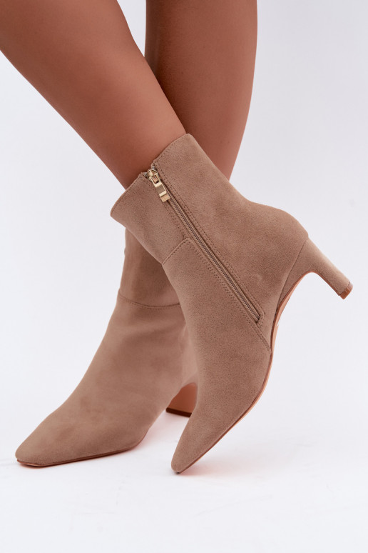 damen Stiefeletten mit Absatz in sandfarben Rileya