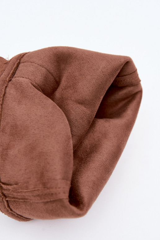 geknitterte Damen kniehohe Stiefel im Cowboy-Stil mit Riemen und Absätzen in Braun Adria