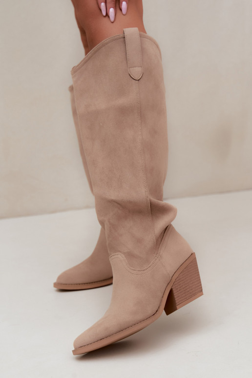 slouchy kniehohe Stiefel zum Hineinschlüpfen in Sand Sylvie