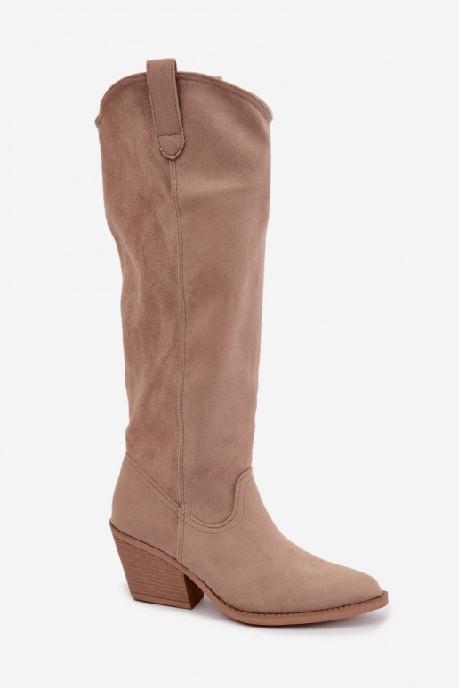 slouchy kniehohe Stiefel zum Hineinschlüpfen in Sand Sylvie