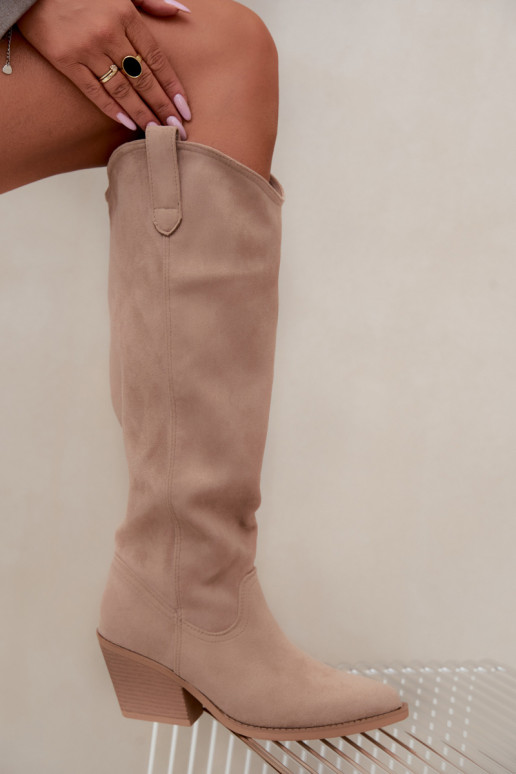slouchy kniehohe Stiefel zum Hineinschlüpfen in Sand Sylvie