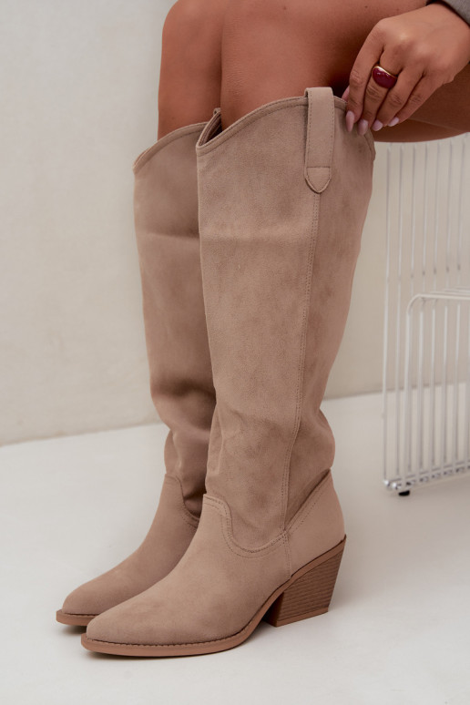 slouchy kniehohe Stiefel zum Hineinschlüpfen in Sand Sylvie