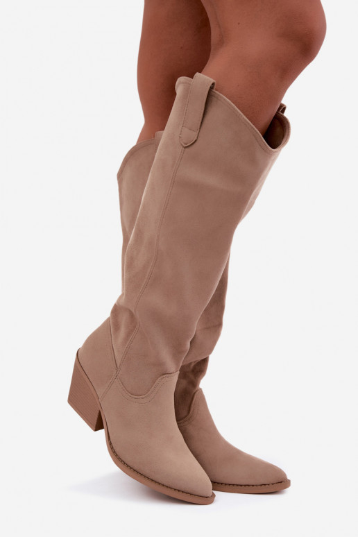 slouchy kniehohe Stiefel zum Hineinschlüpfen in Sand Sylvie