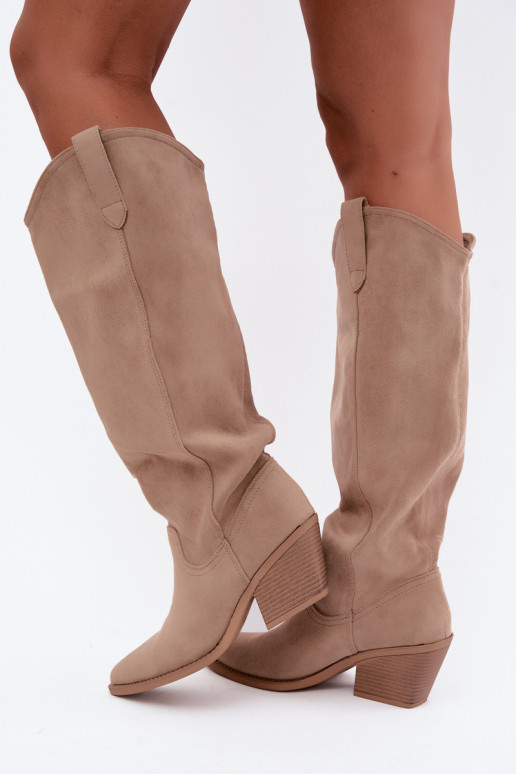 slouchy kniehohe Stiefel zum Hineinschlüpfen in Sand Sylvie
