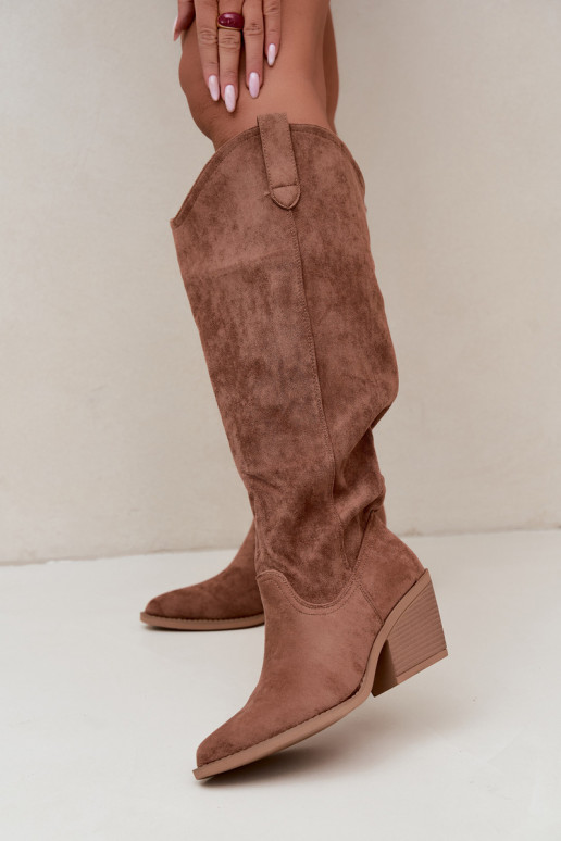 slouchy kniehohe Stiefel zum Hineinschlüpfen in Braun Sylvie