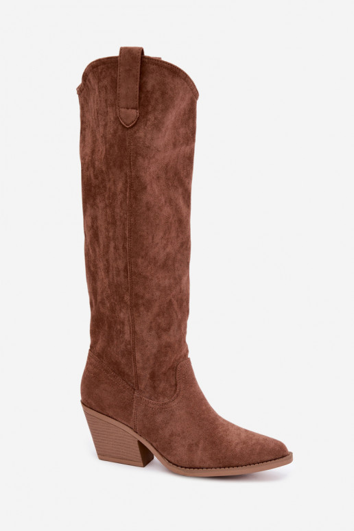 slouchy kniehohe Stiefel zum Hineinschlüpfen in Braun Sylvie