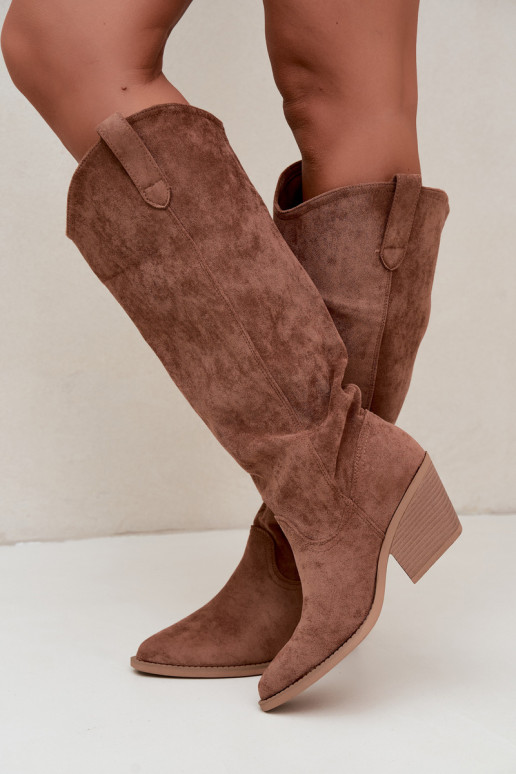 slouchy kniehohe Stiefel zum Hineinschlüpfen in Braun Sylvie