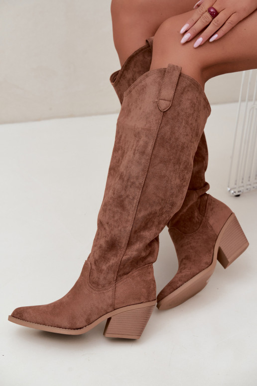 slouchy kniehohe Stiefel zum Hineinschlüpfen in Braun Sylvie