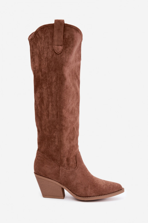 slouchy kniehohe Stiefel zum Hineinschlüpfen in Braun Sylvie