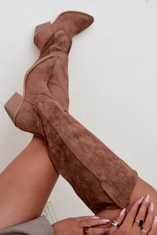 slouchy kniehohe Stiefel zum Hineinschlüpfen in Braun Sylvie