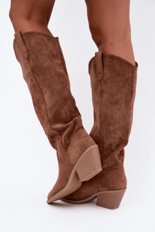 slouchy kniehohe Stiefel zum Hineinschlüpfen in Braun Sylvie