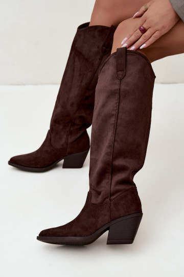 slouchy kniehohe Stiefel zum Hineinschlüpfen in CzekoladoĮe Sylvie