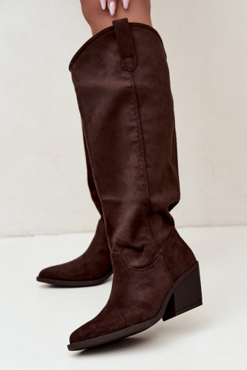 slouchy kniehohe Stiefel zum Hineinschlüpfen in CzekoladoĮe Sylvie 2