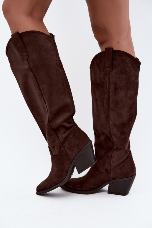 slouchy kniehohe Stiefel zum Hineinschlüpfen in CzekoladoĮe Sylvie