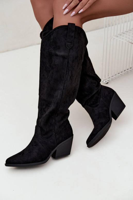 slouchy kniehohe Stiefel zum Hineinschlüpfen in schwarz Sylvie