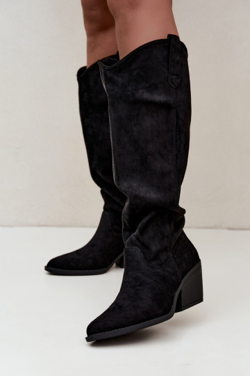 slouchy kniehohe Stiefel zum Hineinschlüpfen in schwarz Sylvie 2