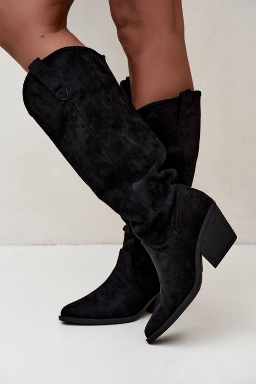 slouchy kniehohe Stiefel zum Hineinschlüpfen in schwarz Sylvie