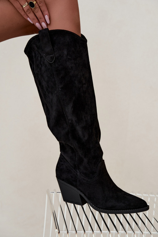 slouchy kniehohe Stiefel zum Hineinschlüpfen in schwarz Sylvie