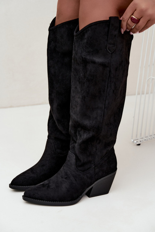 slouchy kniehohe Stiefel zum Hineinschlüpfen in schwarz Sylvie