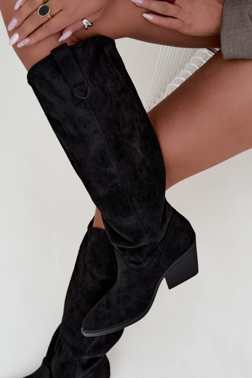 slouchy kniehohe Stiefel zum Hineinschlüpfen in schwarz Sylvie