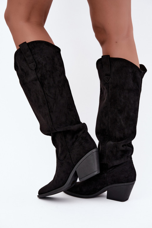 slouchy kniehohe Stiefel zum Hineinschlüpfen in schwarz Sylvie