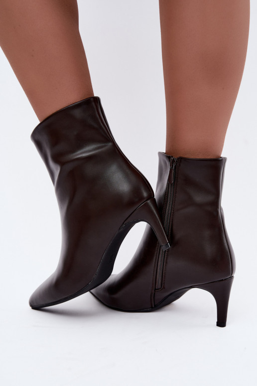 Damen Stiefeletten mit Absätzen aus Kunstleder in CzekoladoĮe Celisse