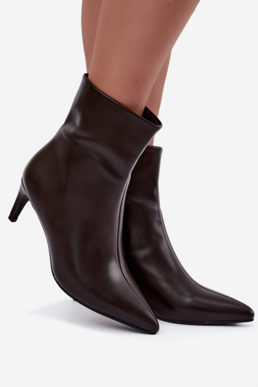 Damen Stiefeletten mit Absätzen aus Kunstleder in CzekoladoĮe Celisse