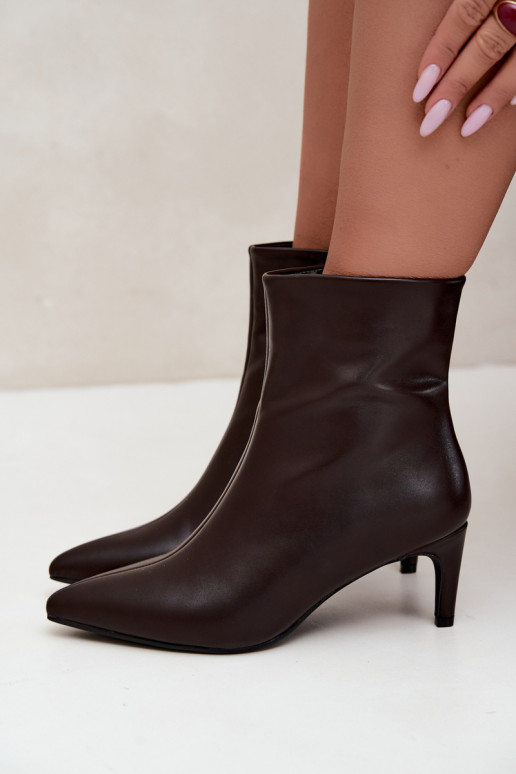 Damen Stiefeletten mit Absätzen aus Kunstleder in CzekoladoĮe Celisse