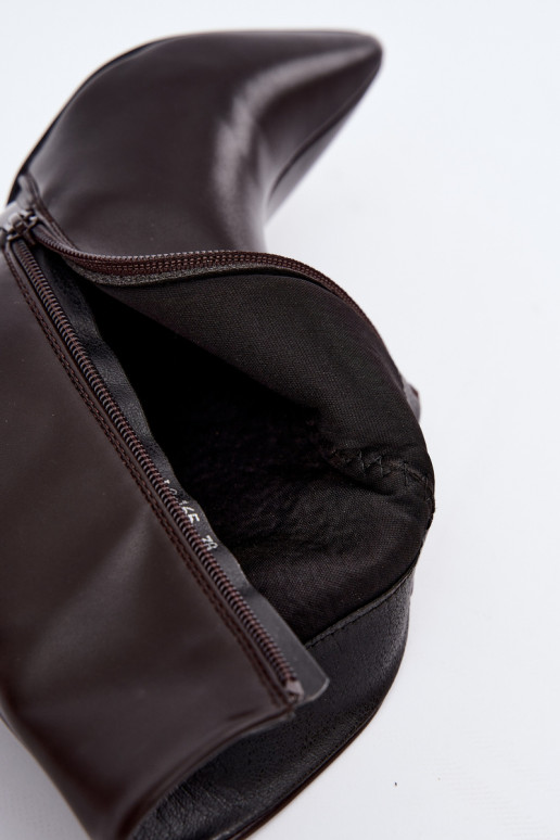 Damen Stiefeletten mit Absätzen aus Kunstleder in CzekoladoĮe Celisse