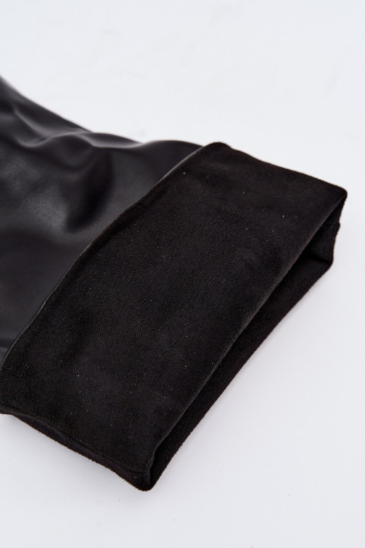 Damen kniehohe Stiefel zum Hineinschlüpfen mit schmalen Absätzen in Schwarz Caliya
